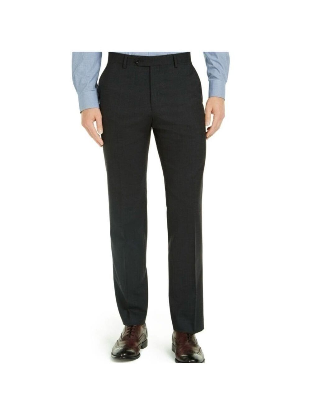 Tommy Hilfiger Men’s Modern-Fit Charcoal THFlex Stretch Dress Pants, Charcoal